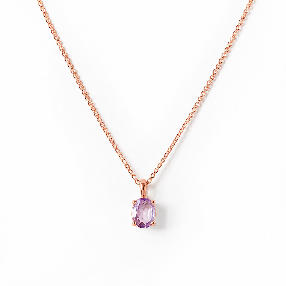 Luna, Oval cut Pink Amethyst Pendant - 7x5mm - Victoria's Jewellery