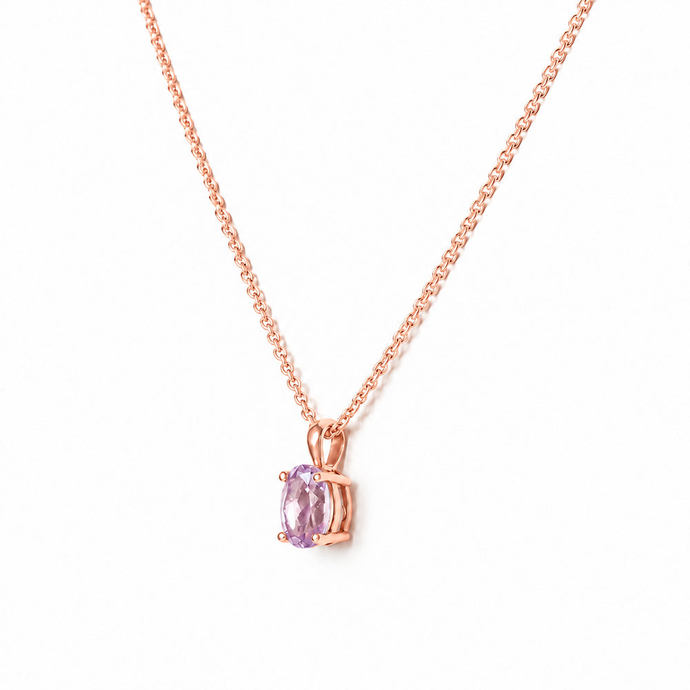 Luna, Oval cut Pink Amethyst Pendant - 7x5mm - Victoria's Jewellery
