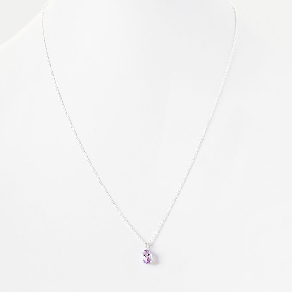 Oval cut Pink Amethyst Solitaire Necklace - Victoria's Jewellery