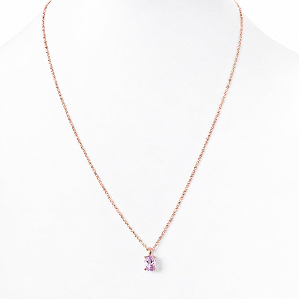 Luna, Oval cut Pink Amethyst Pendant - 7x5mm - Victoria's Jewellery