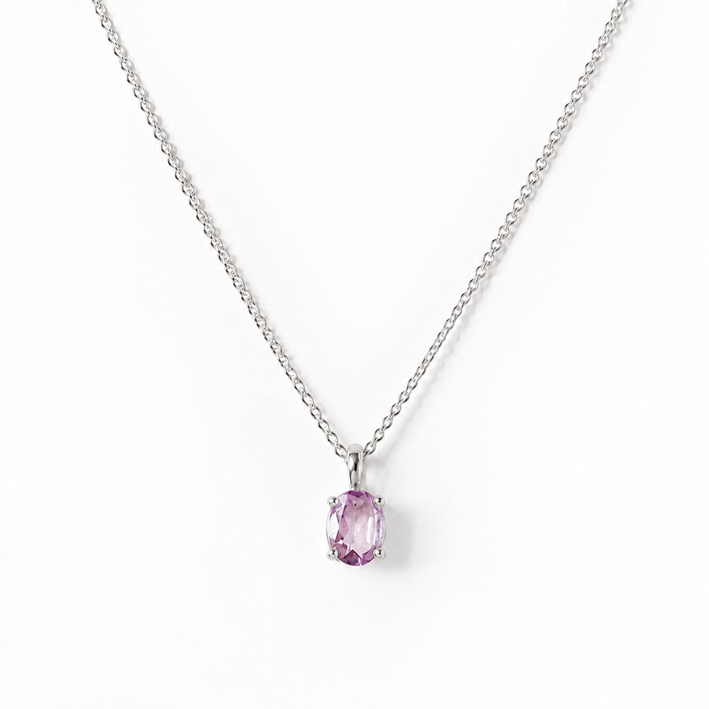 Luna, Oval cut Pink Amethyst Pendant - 7x5mm - Victoria's Jewellery