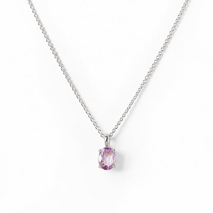Luna, Oval cut Pink Amethyst Pendant - 7x5mm - Victoria's Jewellery