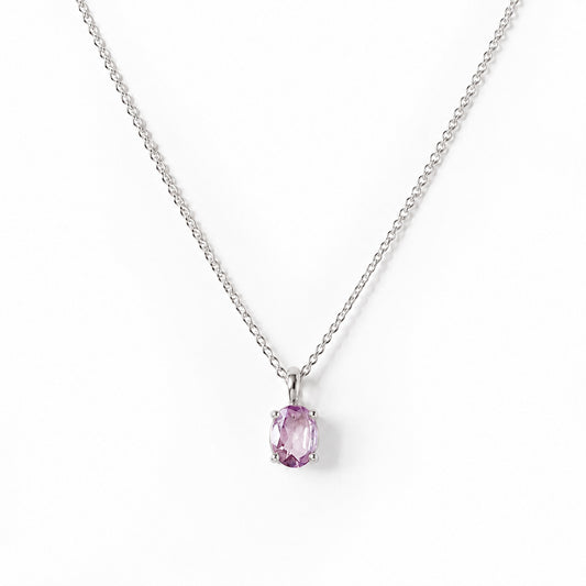 Luna, Oval cut Pink Amethyst Pendant - 7x5mm - Victoria's Jewellery