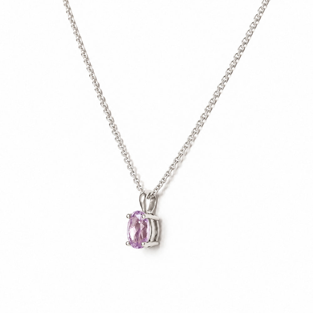 Luna, Oval cut Pink Amethyst Pendant - 7x5mm - Victoria's Jewellery