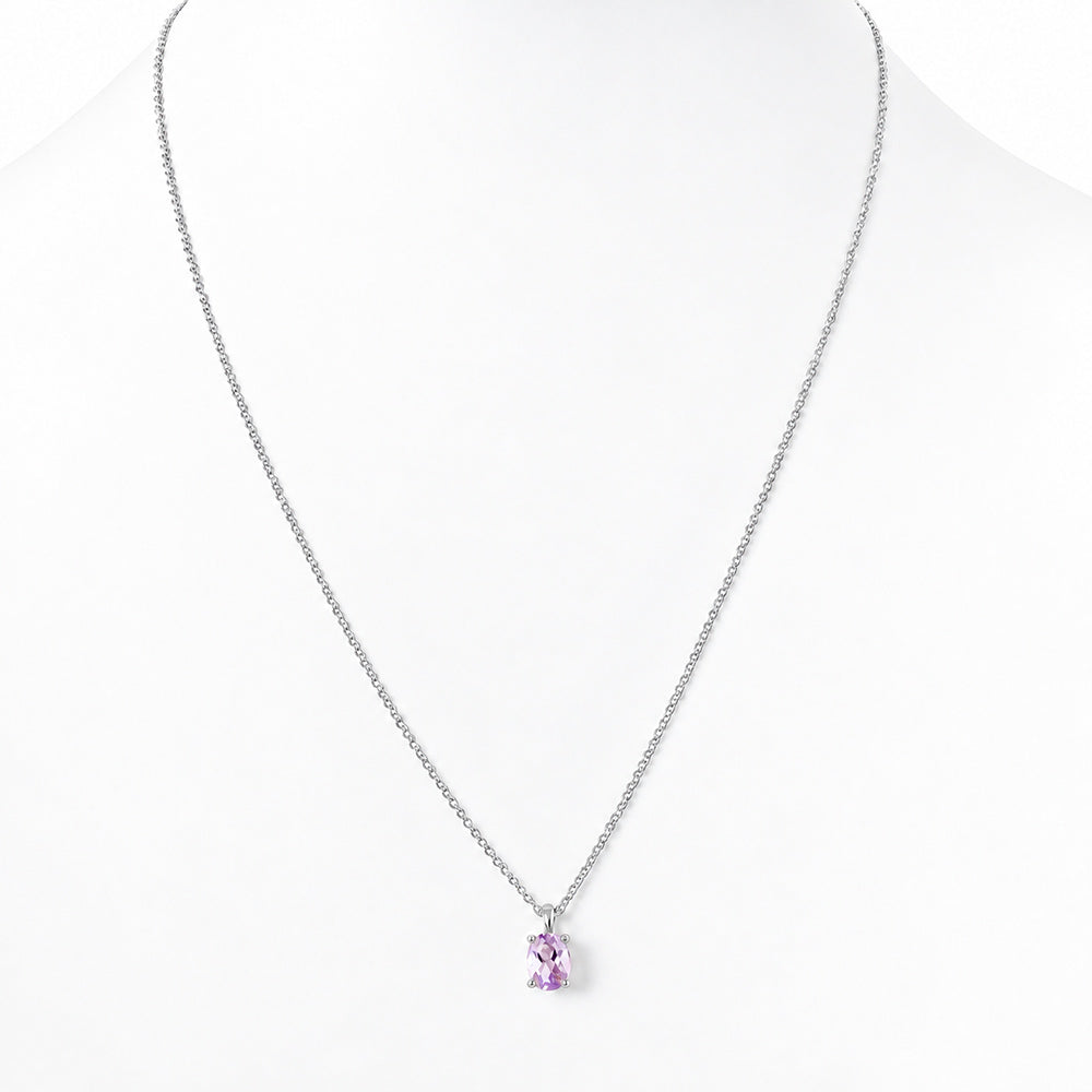 Luna, Oval cut Pink Amethyst Pendant - 7x5mm - Victoria's Jewellery