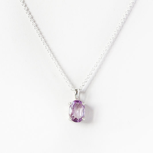 Oval cut Pink Amethyst Solitaire Necklace - Victoria's Jewellery