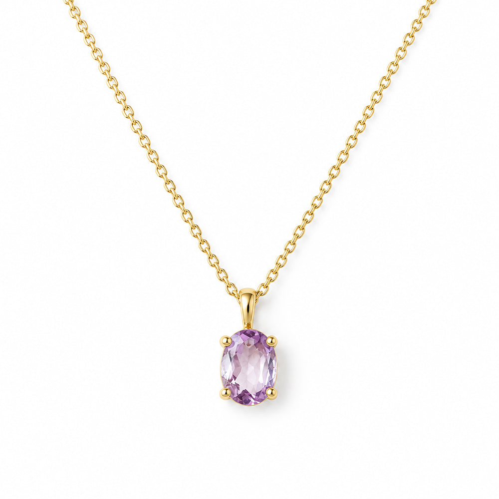 Luna, Oval cut Pink Amethyst Pendant - 8x6mm