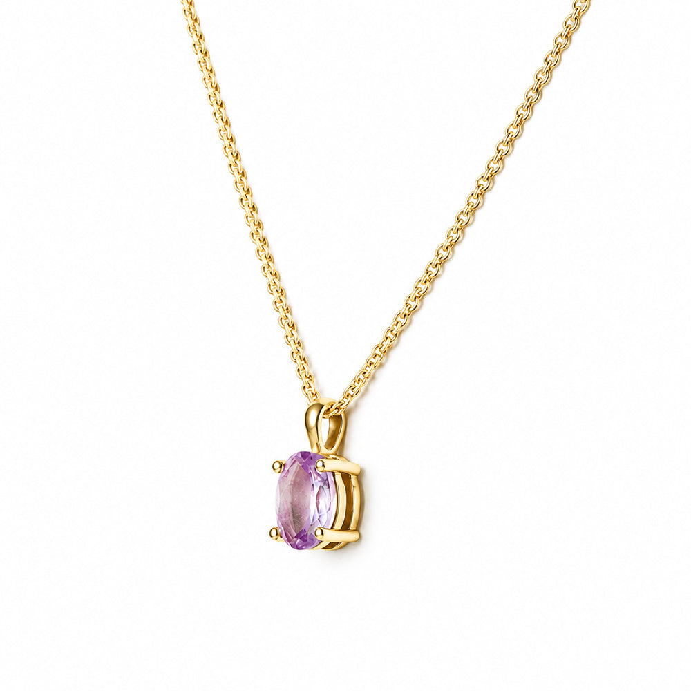 Luna, Oval cut Pink Amethyst Pendant - 8x6mm