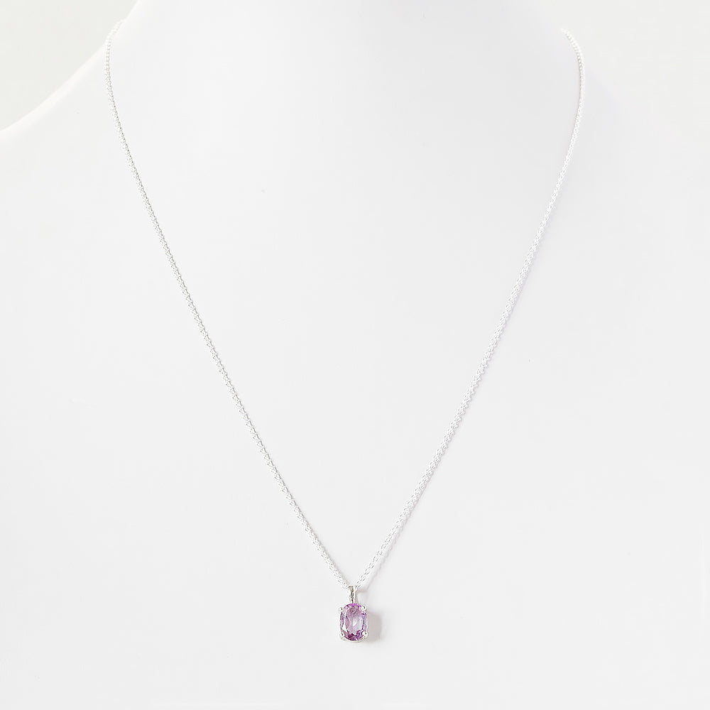 Oval cut Pink Amethyst Solitaire Necklace - Victoria's Jewellery