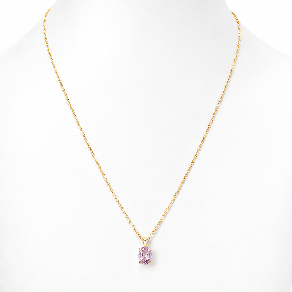 Luna, Oval cut Pink Amethyst Pendant - 8x6mm