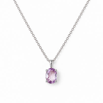 Luna, Oval cut Pink Amethyst Pendant - 8x6mm