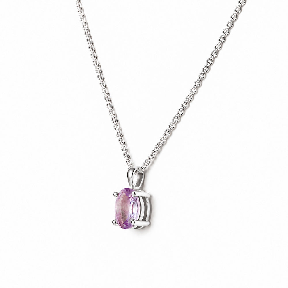 Luna, Oval cut Pink Amethyst Pendant - 8x6mm