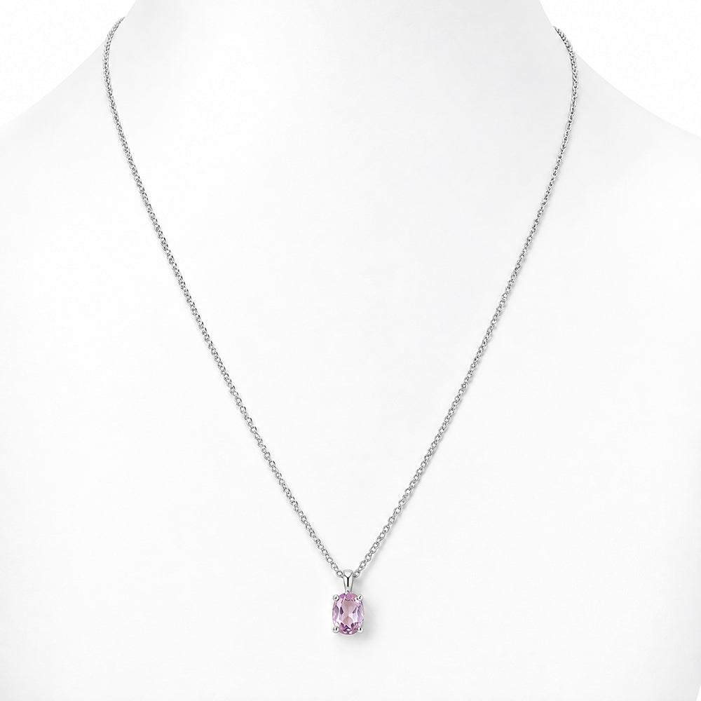 Luna, Oval cut Pink Amethyst Pendant - 8x6mm