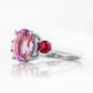 Hallie, a Pink Amethyst and Rhodolite Trilogy Ring