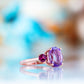 Hallie, a Pink Amethyst and Rhodolite Trilogy Ring