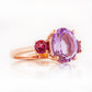 Hallie, a Pink Amethyst and Rhodolite Trilogy Ring