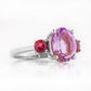 Hallie, a Pink Amethyst and Rhodolite Trilogy Ring
