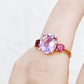 Hallie, a Pink Amethyst and Rhodolite Trilogy Ring