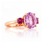 Hallie, a Pink Amethyst and Rhodolite Trilogy Ring - Victoria's Jewellery