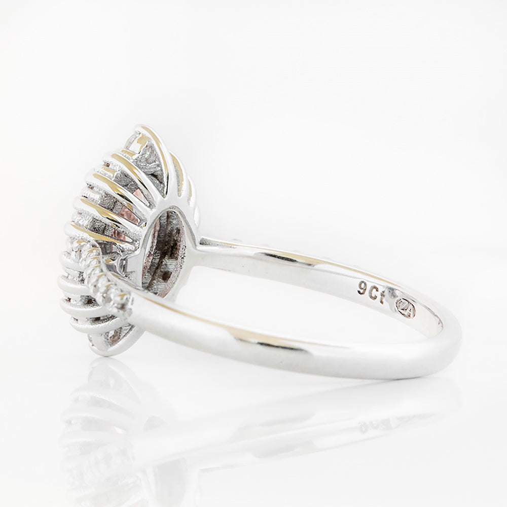 Carla, Pink Lab Diamond Halo RIng - Victoria's Jewellery