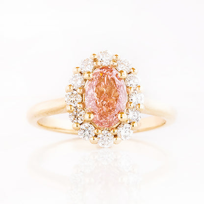 Zandi, Pink Lab Diamond Halo RIng