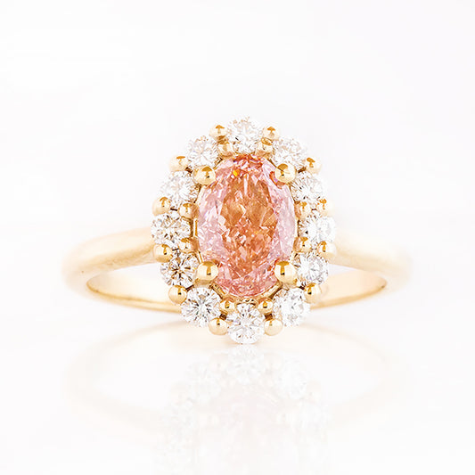 Zandi, Pink Lab Diamond Halo RIng