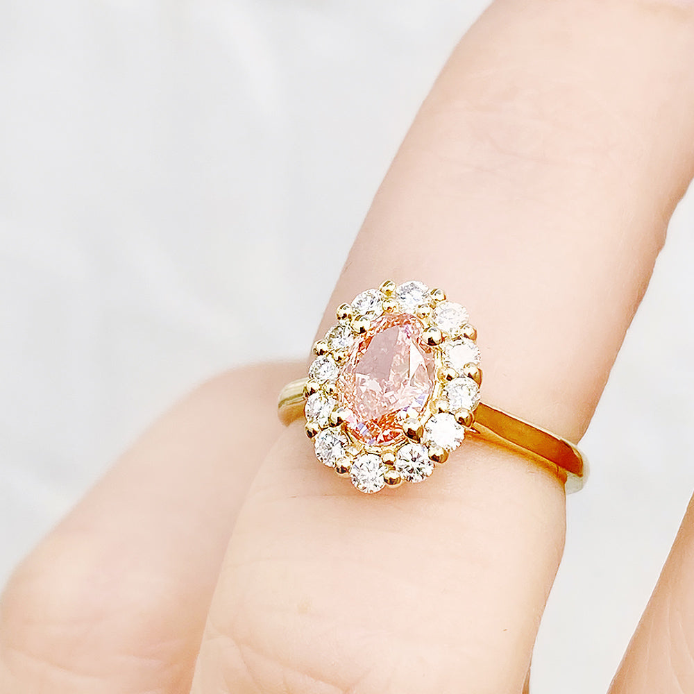 Zandi, Pink Lab Diamond Halo RIng