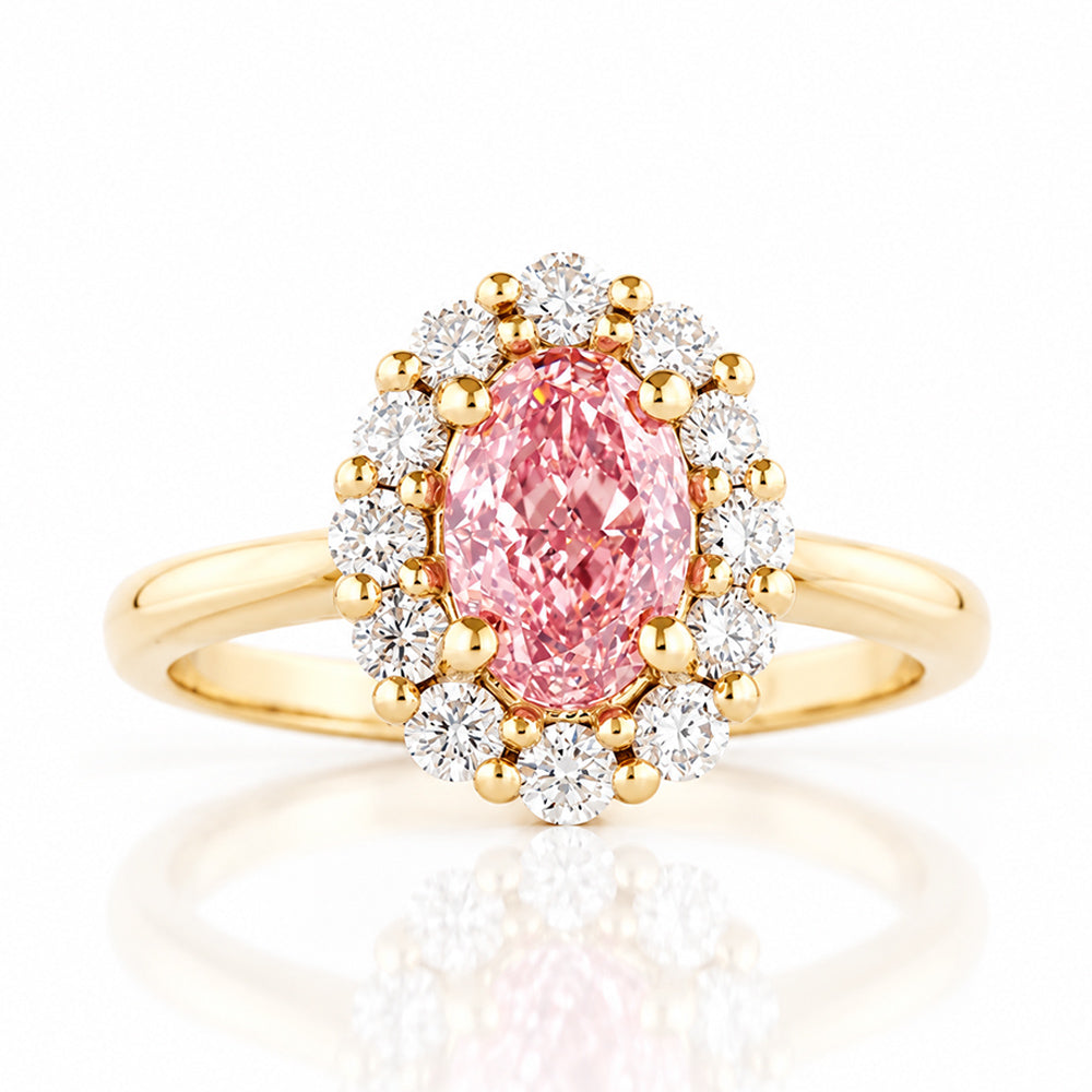 Zandi, Pink Lab Diamond Halo RIng - Victoria's Jewellery