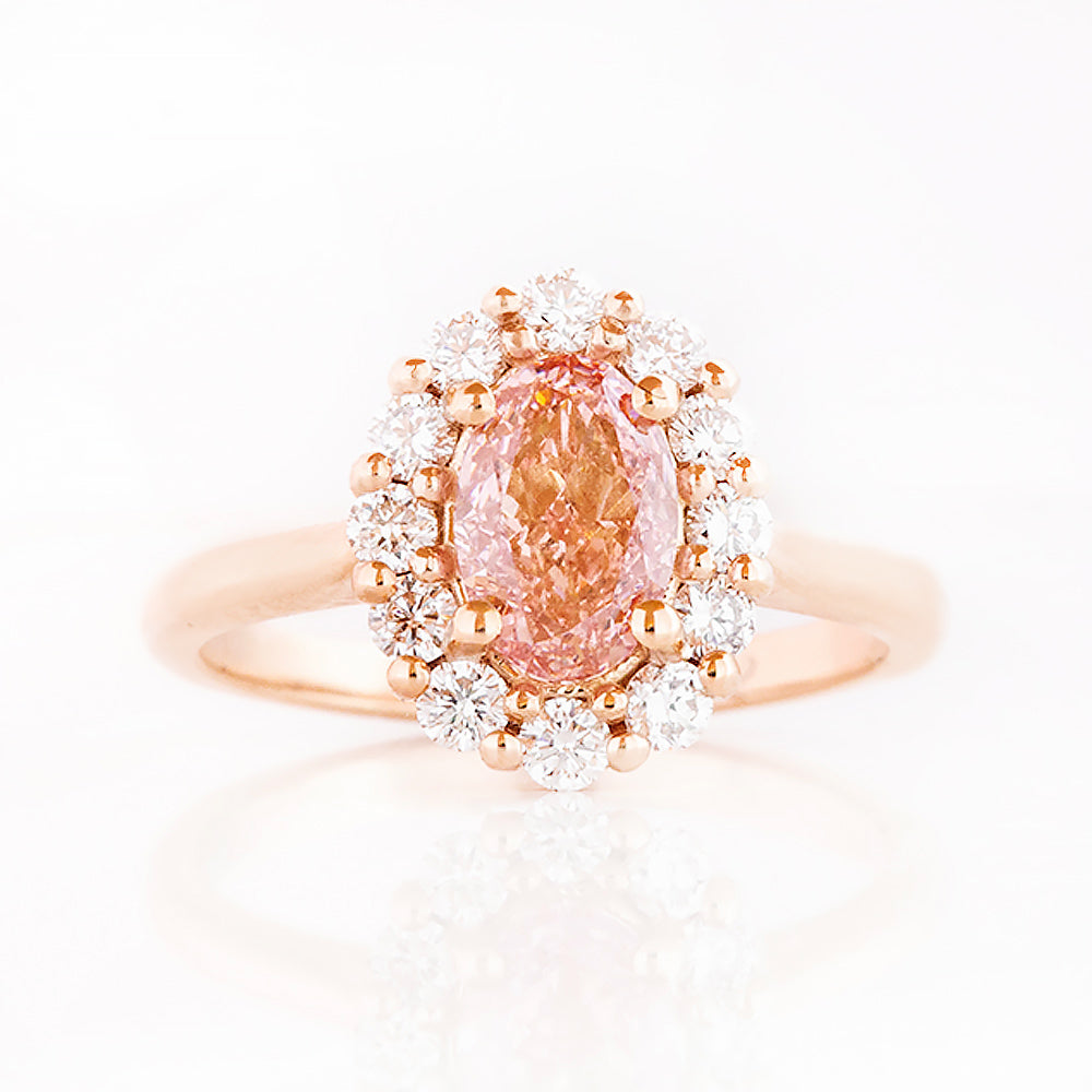 Zandi, Pink Lab Diamond Halo RIng