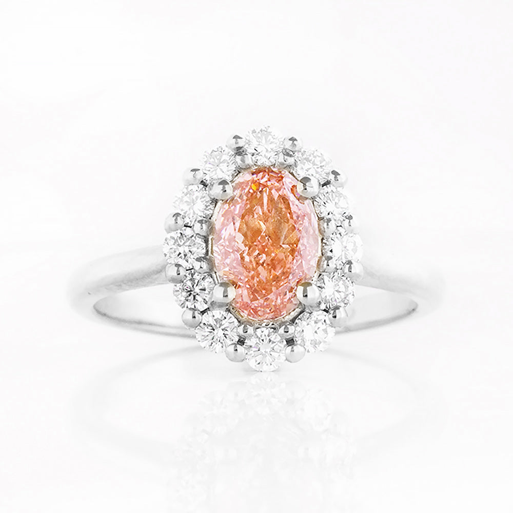 Zandi, Pink Lab Diamond Halo RIng