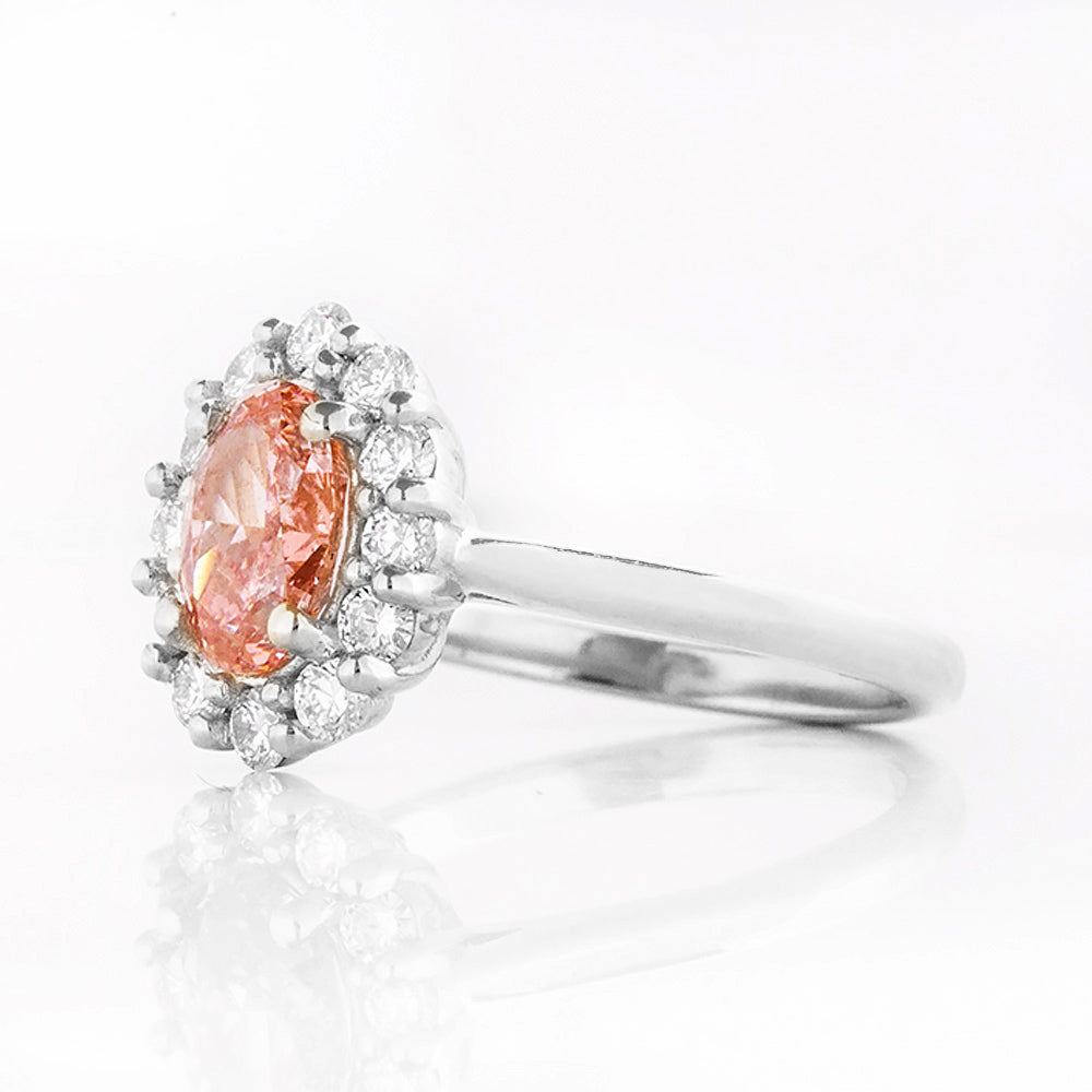 Zandi, Pink Lab Diamond Halo RIng