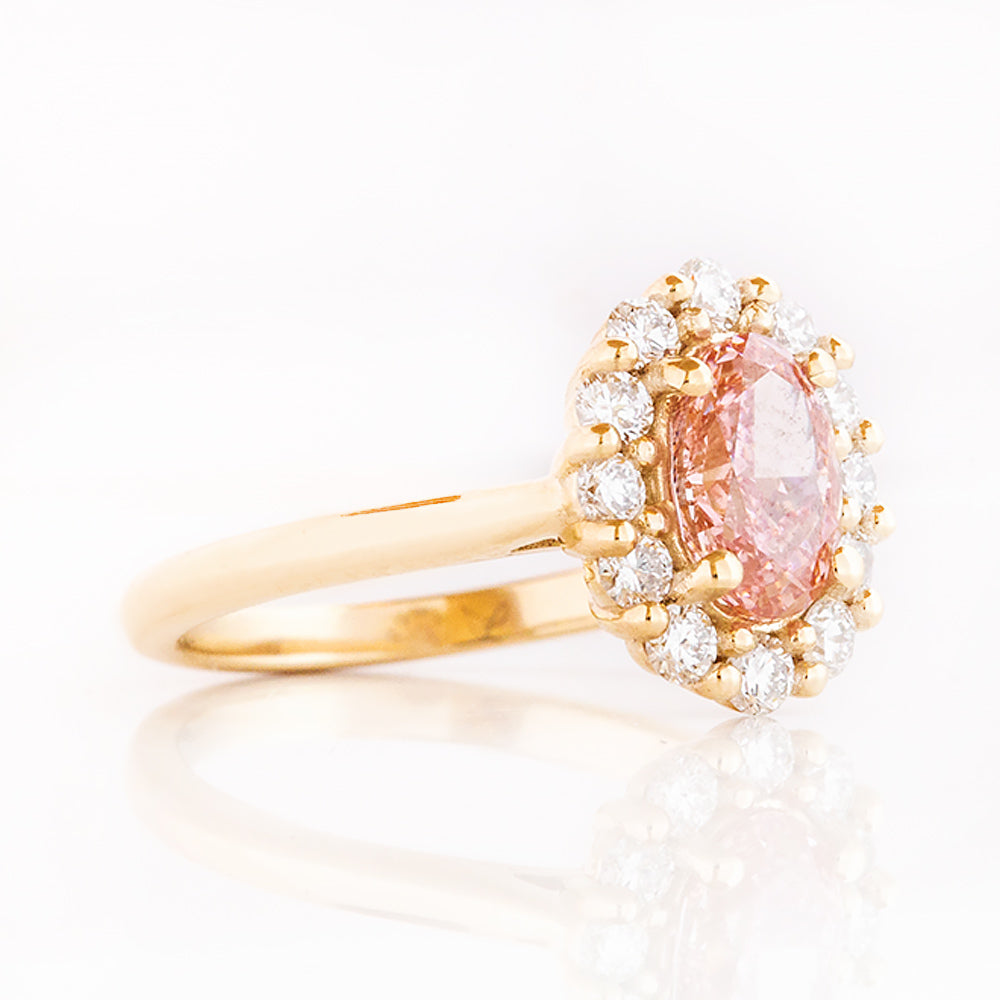 Zandi, Pink Lab Diamond Halo RIng