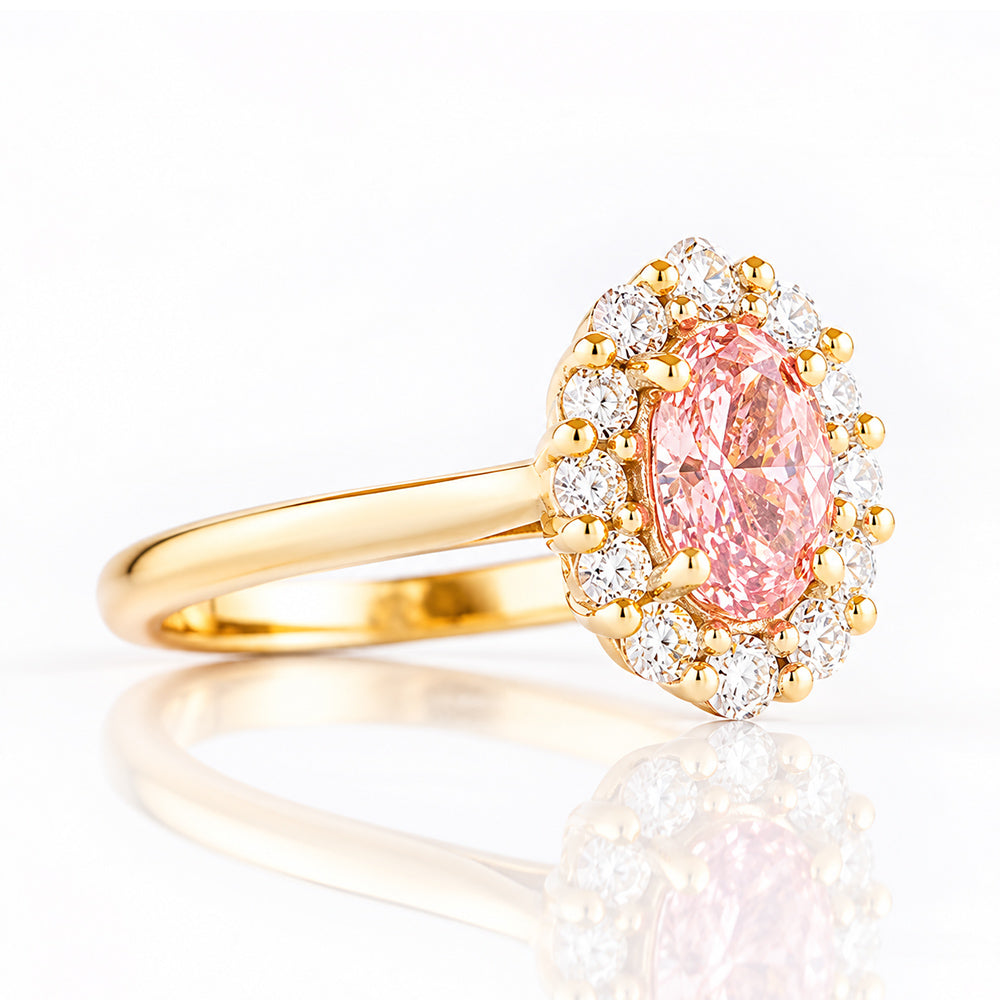 Zandi, Pink Lab Diamond Halo RIng - Victoria's Jewellery