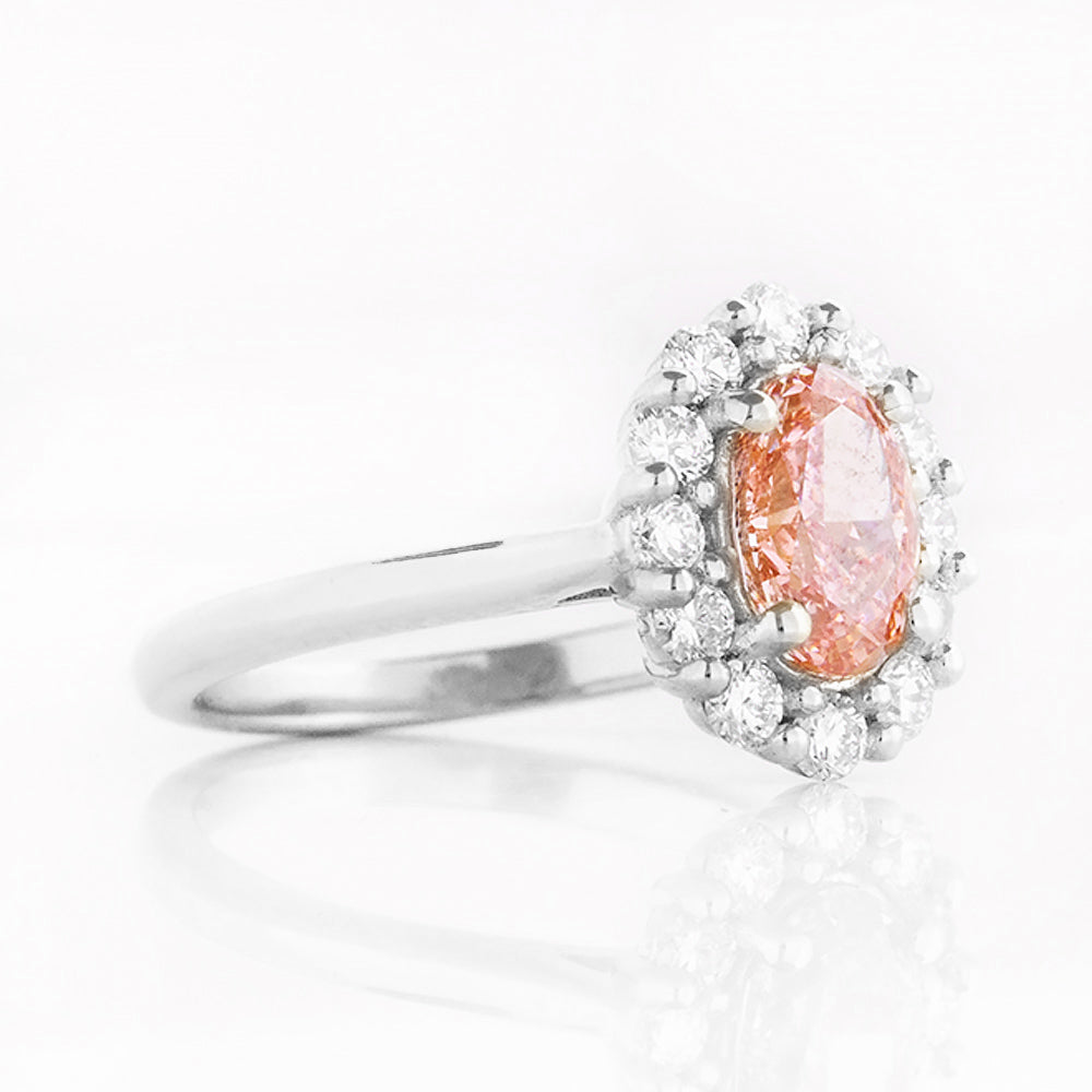 Zandi, Pink Lab Diamond Halo RIng