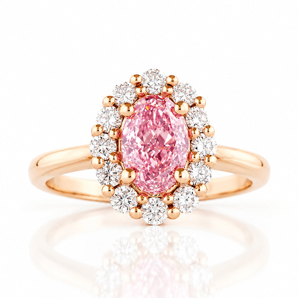 Zandi, Pink Lab Diamond Halo RIng - Victoria's Jewellery