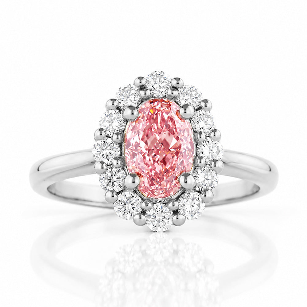 Zandi, Pink Lab Diamond Halo RIng - Victoria's Jewellery