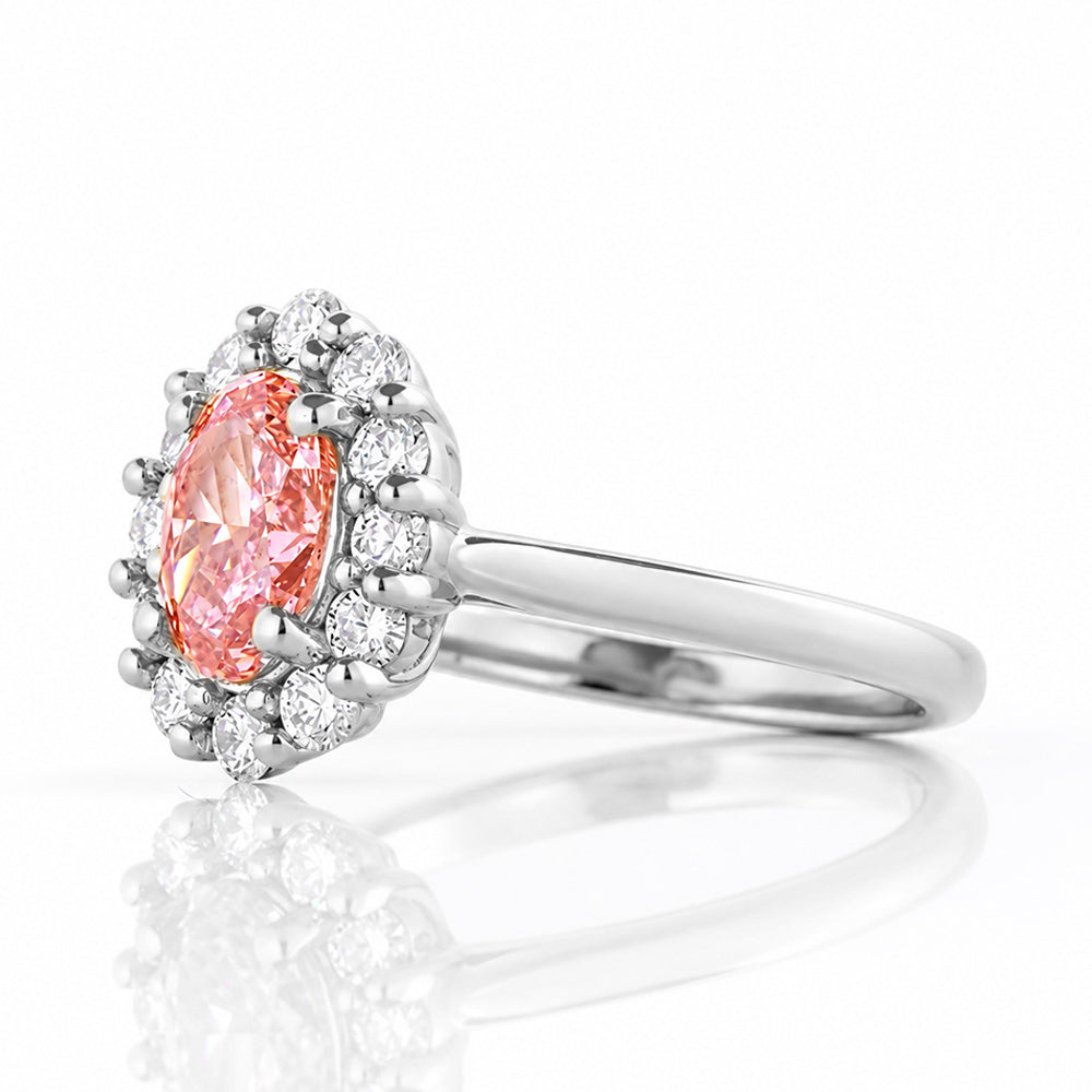 Zandi, Pink Lab Diamond Halo RIng - Victoria's Jewellery