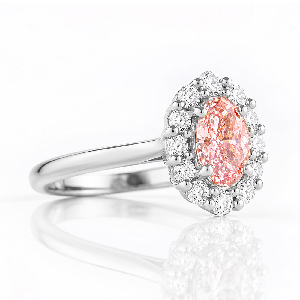 Zandi, Pink Lab Diamond Halo RIng - Victoria's Jewellery