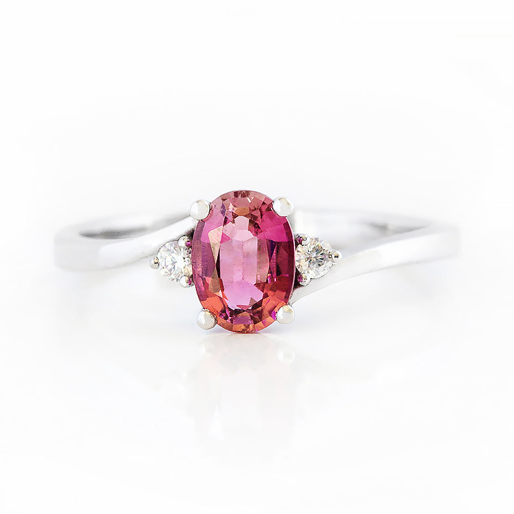 Georgie, a Pink Tourmaline and Diamond Trilogy Ring