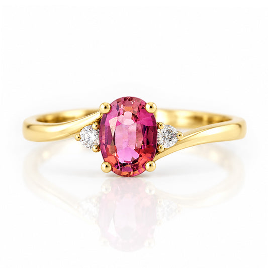 Georgie, a Pink Tourmaline and Diamond Trilogy Ring
