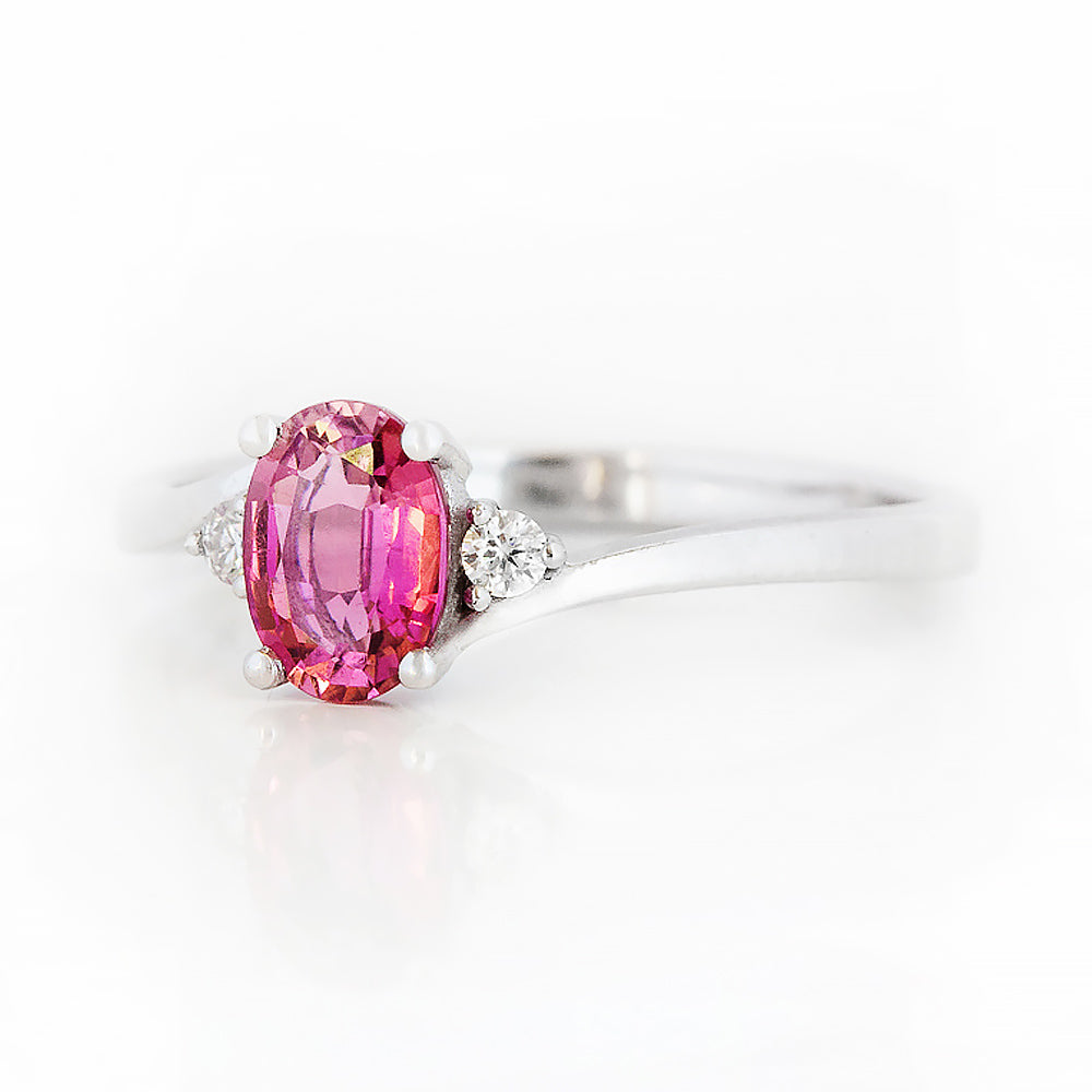 Georgie, a Pink Tourmaline and Diamond Trilogy Ring