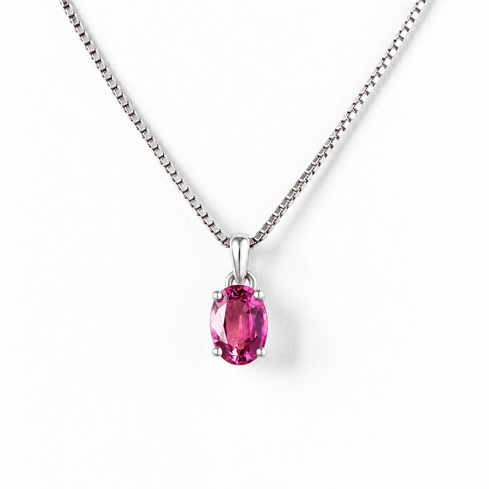 Luna, Oval cut Pink Tourmaline Pendant - 7x5mm
