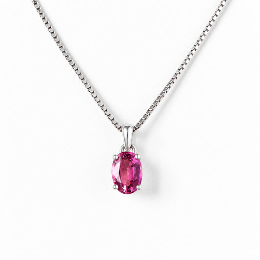 Luna, Oval cut Pink Tourmaline Pendant - 7x5mm