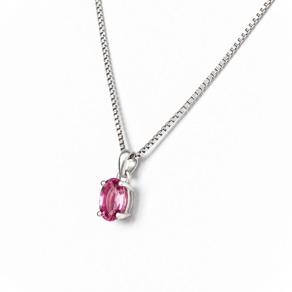 Luna, Oval cut Pink Tourmaline Pendant - 7x5mm