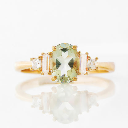 Chloe, a Prasiolite and Lab Diamond Ring