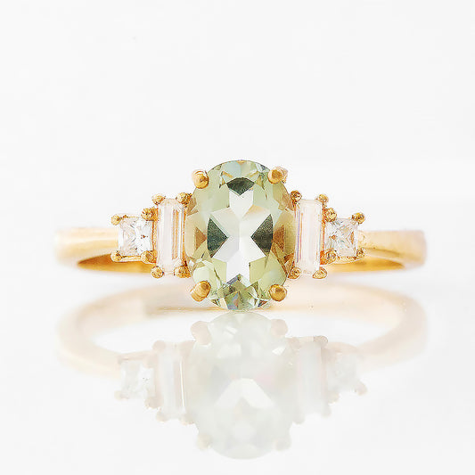 Chloe, a Prasiolite and Lab Diamond Ring