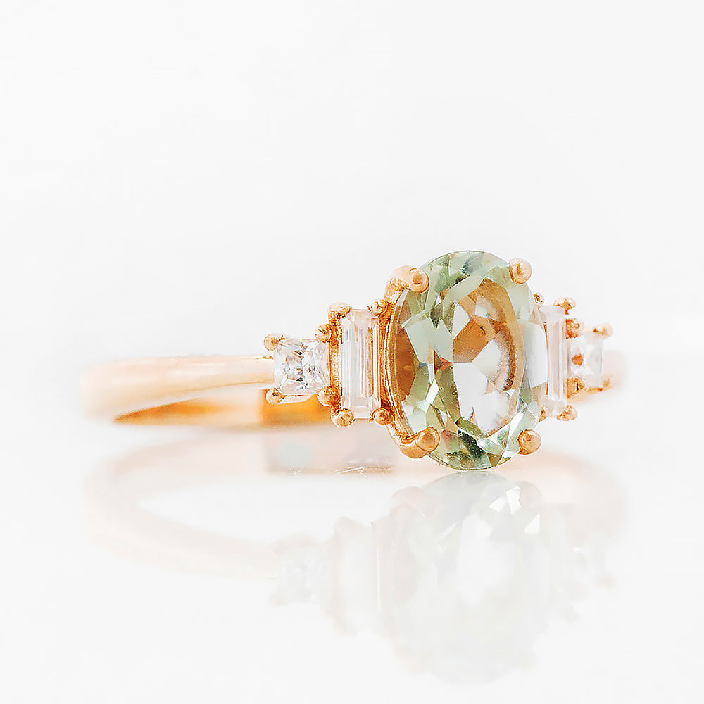 Chloe, a Prasiolite and Lab Diamond Ring