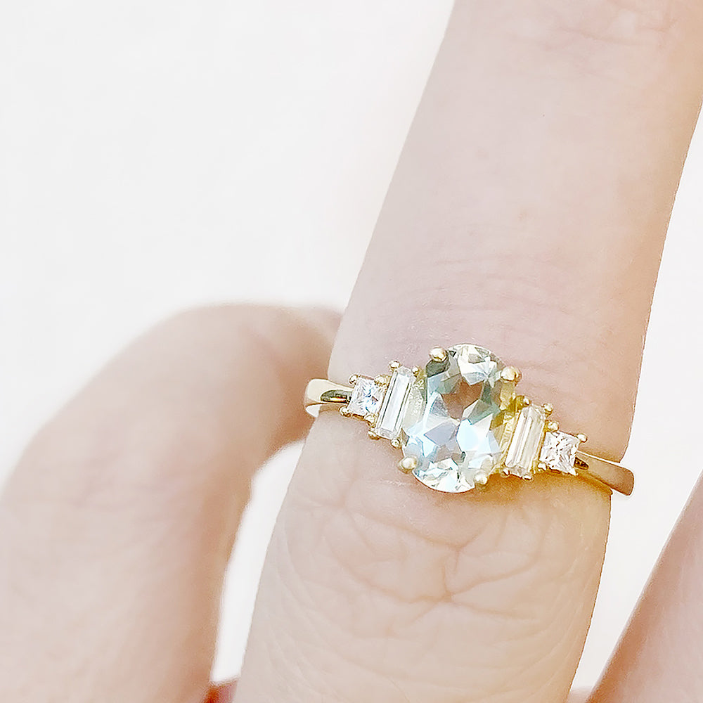 Chloe, a Prasiolite and Lab Diamond Ring