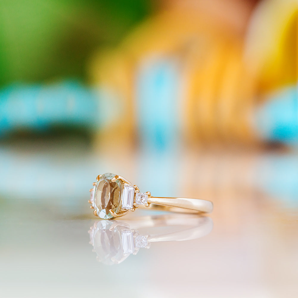 Chloe, a Prasiolite and Lab Diamond Ring - Victoria's Jewellery