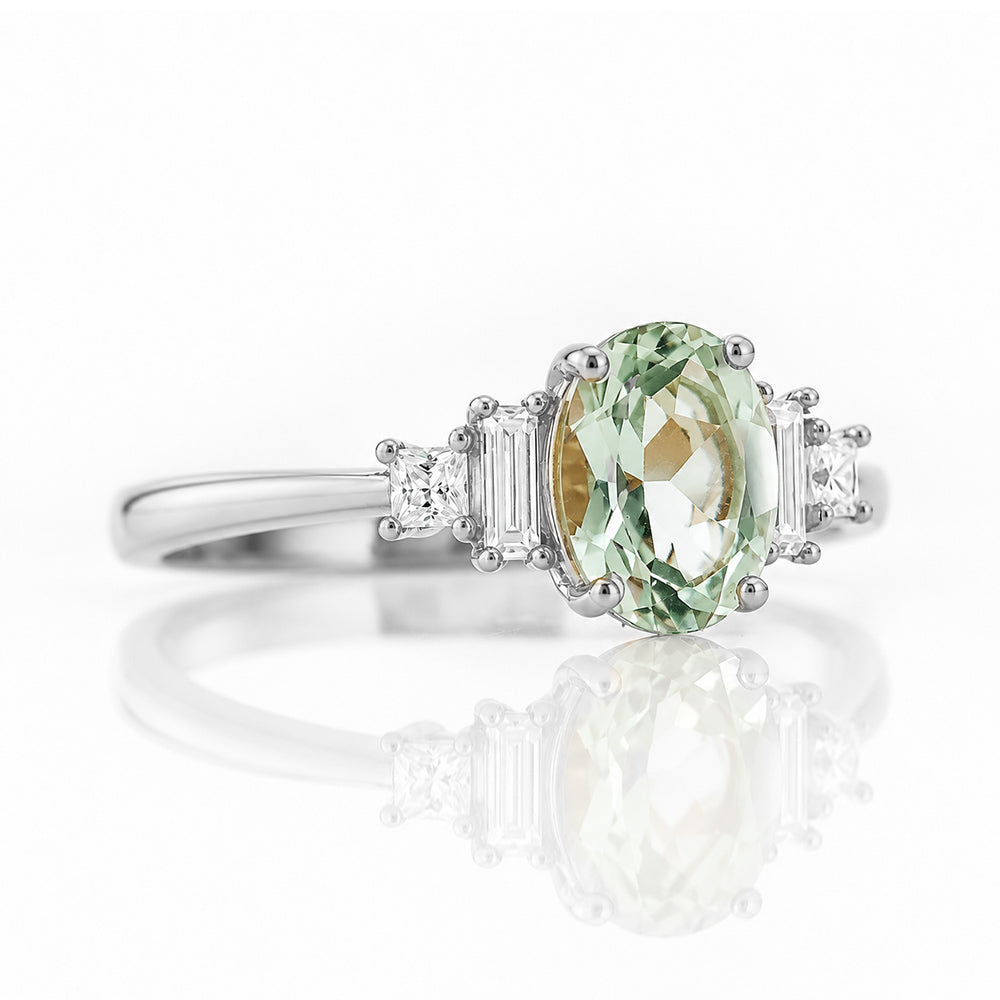 Chloe, a Prasiolite and Lab Diamond Ring - Victoria's Jewellery